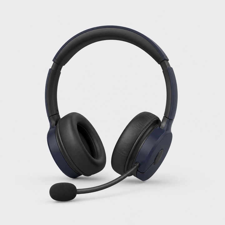 Auriculares con micrófono ficticio para demostración