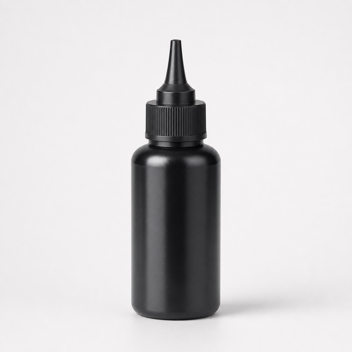 Botella de tinta negra ficticio para demostración